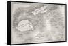 Old Map Of Fiji Islands-marzolino-Framed Stretched Canvas