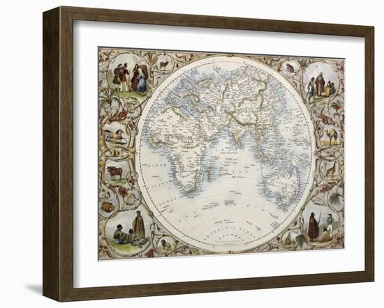 Old Map Of Hemisphere Oriental-marzolino-Framed Art Print