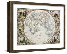 Old Map Of Hemisphere Oriental-marzolino-Framed Art Print