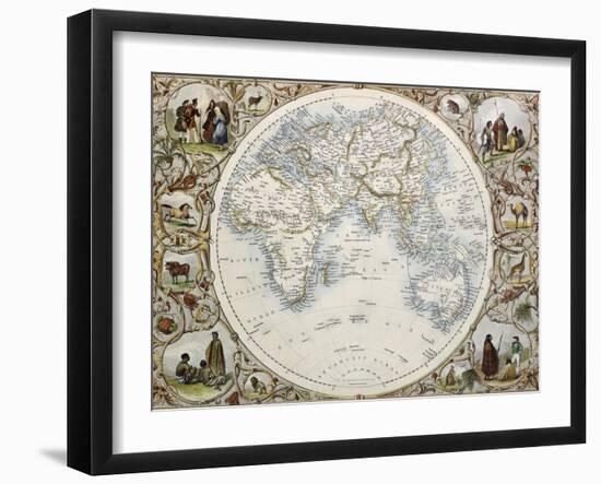 Old Map Of Hemisphere Oriental-marzolino-Framed Art Print