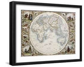 Old Map Of Hemisphere Oriental-marzolino-Framed Art Print