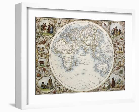 Old Map Of Hemisphere Oriental-marzolino-Framed Art Print