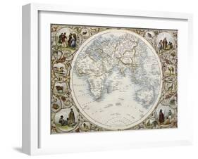 Old Map Of Hemisphere Oriental-marzolino-Framed Art Print