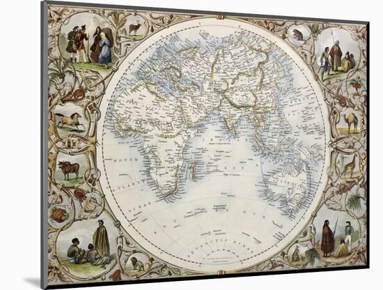 Old Map Of Hemisphere Oriental-marzolino-Mounted Art Print