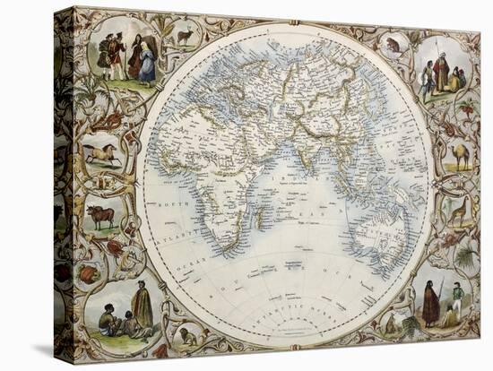 Old Map Of Hemisphere Oriental-marzolino-Stretched Canvas