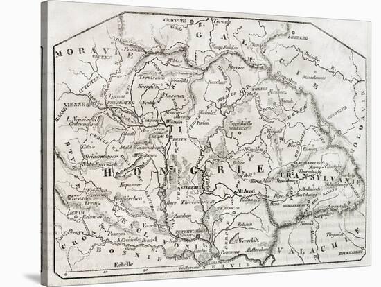 Old Map Of Hungary. By Unidentified Author, Published On Magasin Pittoresque, Paris, 1850-marzolino-Stretched Canvas