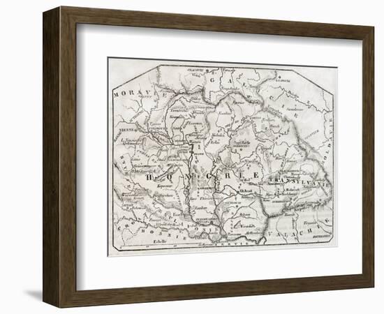 Old Map Of Hungary. By Unidentified Author, Published On Magasin Pittoresque, Paris, 1850-marzolino-Framed Art Print