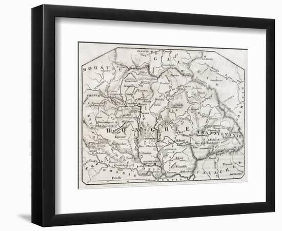 Old Map Of Hungary. By Unidentified Author, Published On Magasin Pittoresque, Paris, 1850-marzolino-Framed Art Print