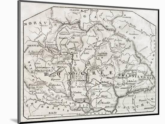 Old Map Of Hungary. By Unidentified Author, Published On Magasin Pittoresque, Paris, 1850-marzolino-Mounted Art Print