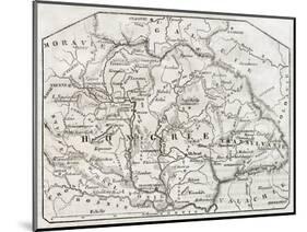 Old Map Of Hungary. By Unidentified Author, Published On Magasin Pittoresque, Paris, 1850-marzolino-Mounted Art Print