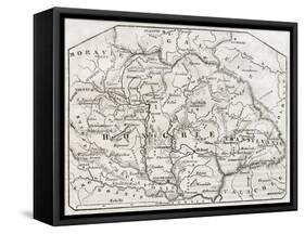 Old Map Of Hungary. By Unidentified Author, Published On Magasin Pittoresque, Paris, 1850-marzolino-Framed Stretched Canvas