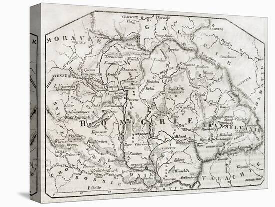 Old Map Of Hungary. By Unidentified Author, Published On Magasin Pittoresque, Paris, 1850-marzolino-Stretched Canvas