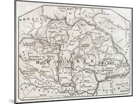 Old Map Of Hungary. By Unidentified Author, Published On Magasin Pittoresque, Paris, 1850-marzolino-Mounted Art Print