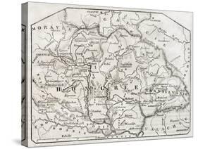 Old Map Of Hungary. By Unidentified Author, Published On Magasin Pittoresque, Paris, 1850-marzolino-Stretched Canvas