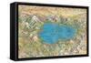 Old Map of Lake Tahoe Area-null-Framed Stretched Canvas