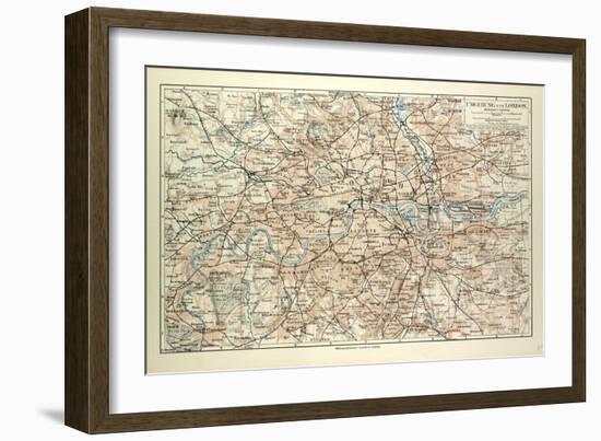Old Map of London-null-Framed Giclee Print