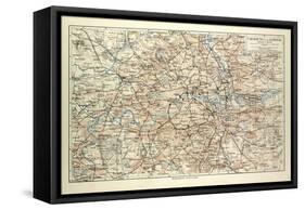 Old Map of London-null-Framed Stretched Canvas