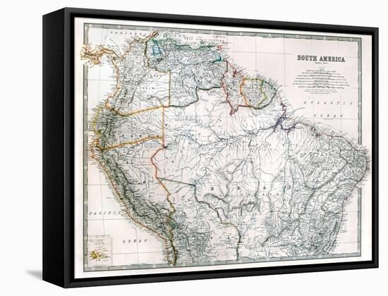 Old Map Of Northern South America-Tektite-Framed Stretched Canvas