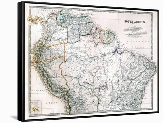 Old Map Of Northern South America-Tektite-Framed Stretched Canvas