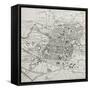 Old Map Of Nuremberg, Germany-marzolino-Framed Stretched Canvas