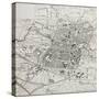 Old Map Of Nuremberg, Germany-marzolino-Stretched Canvas