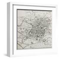 Old Map Of Nuremberg, Germany-marzolino-Framed Art Print