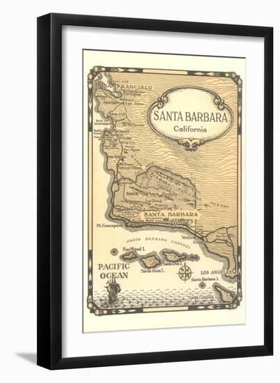 Old Map of Santa Barbara, California-null-Framed Art Print