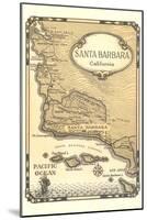 Old Map of Santa Barbara, California-null-Mounted Art Print