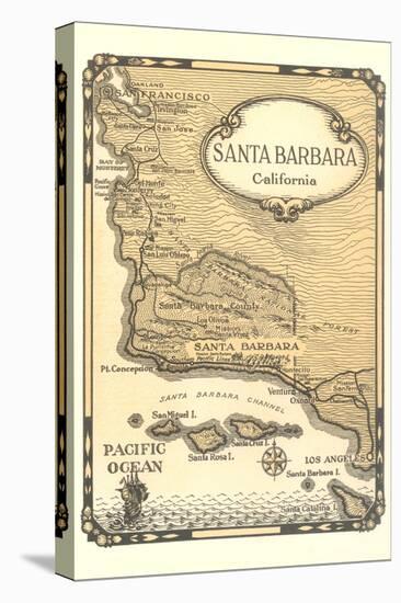 Old Map of Santa Barbara, California-null-Stretched Canvas