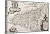 Old Map Of Sicily-marzolino-Stretched Canvas