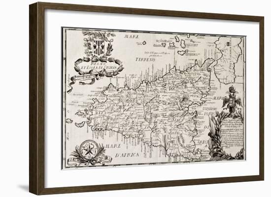 Old Map Of Sicily-marzolino-Framed Art Print