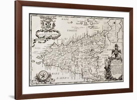 Old Map Of Sicily-marzolino-Framed Art Print