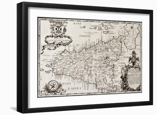 Old Map Of Sicily-marzolino-Framed Art Print