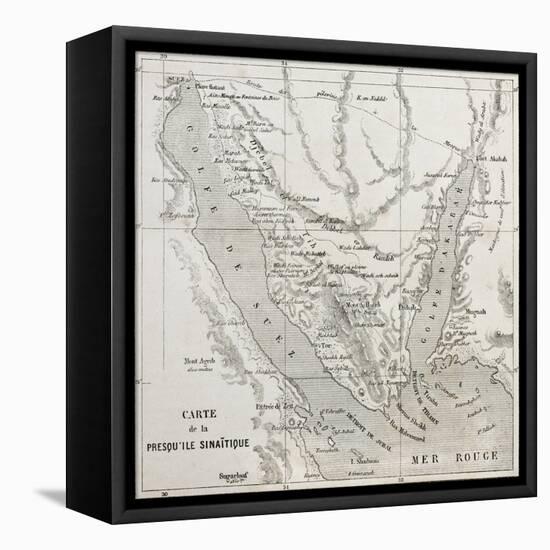 Old Map Of Sinai Peninsula. Created By Erhard, Published On Le Tour Du Monde, Paris, 1864-marzolino-Framed Stretched Canvas