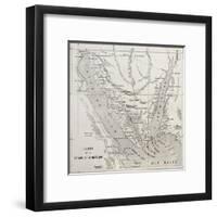 Old Map Of Sinai Peninsula. Created By Erhard, Published On Le Tour Du Monde, Paris, 1864-marzolino-Framed Art Print