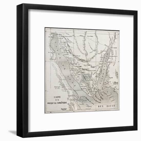 Old Map Of Sinai Peninsula. Created By Erhard, Published On Le Tour Du Monde, Paris, 1864-marzolino-Framed Art Print