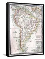 Old Map Of South America-Tektite-Framed Stretched Canvas