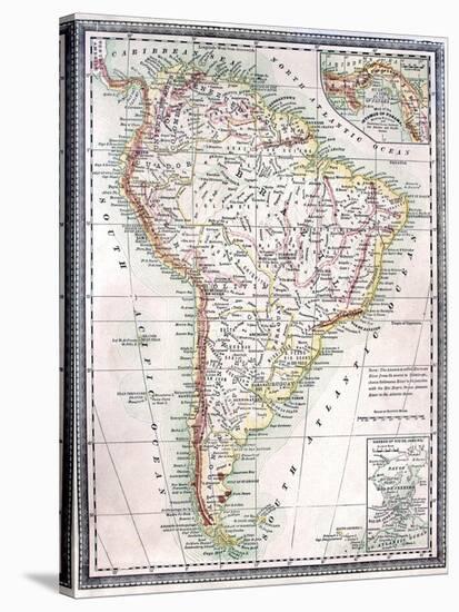 Old Map Of South America-Tektite-Stretched Canvas