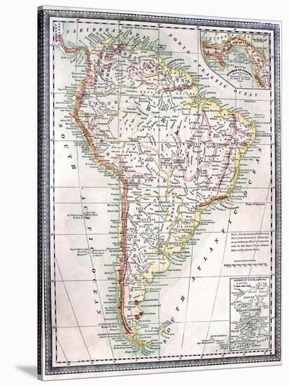 Old Map Of South America-Tektite-Stretched Canvas