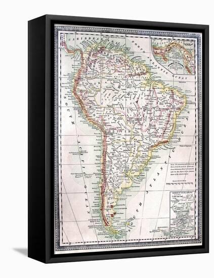 Old Map Of South America-Tektite-Framed Stretched Canvas