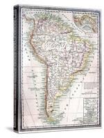 Old Map Of South America-Tektite-Stretched Canvas