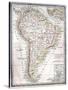 Old Map Of South America-Tektite-Stretched Canvas