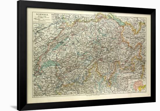 Old Map of Switzerland-null-Framed Giclee Print