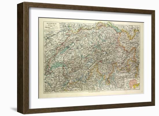 Old Map of Switzerland-null-Framed Giclee Print
