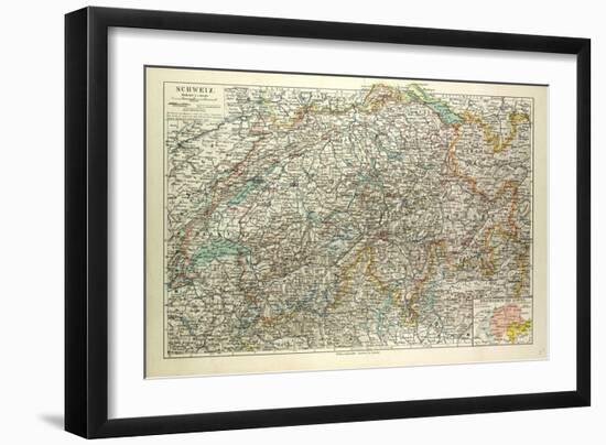 Old Map of Switzerland-null-Framed Giclee Print