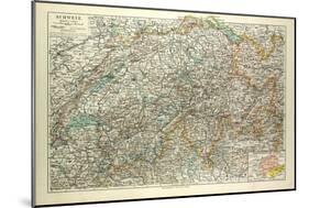 Old Map of Switzerland-null-Mounted Giclee Print