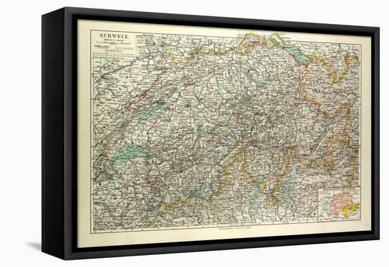 Old Map of Switzerland-null-Framed Stretched Canvas