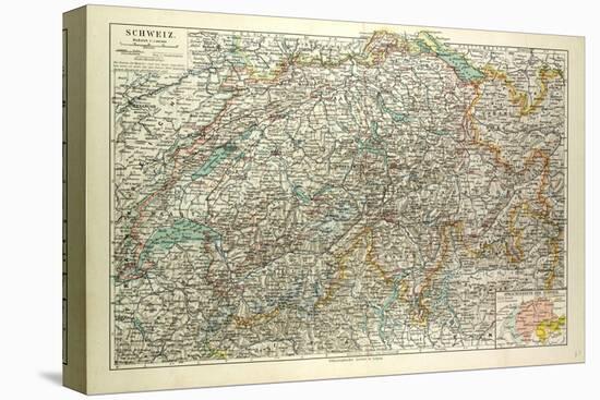 Old Map of Switzerland-null-Stretched Canvas