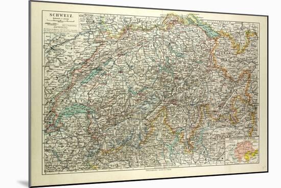 Old Map of Switzerland-null-Mounted Giclee Print