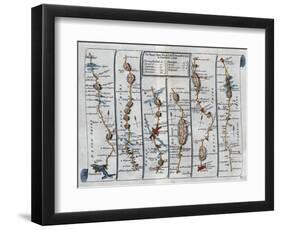 Old Map of the Road from Dartmouth to Minhead in Somerset-Shire-null-Framed Giclee Print